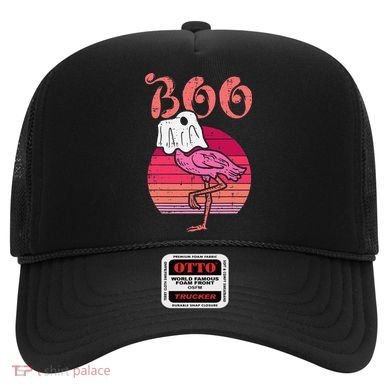 Vintage Halloween Flamingo Ghost Sunset Print Hat