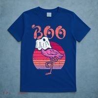 Vintage Halloween Flamingo Ghost Sunset Print T-Shirt thumb 5