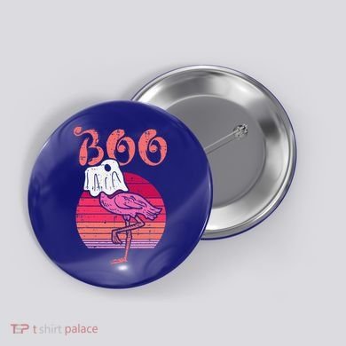 Vintage Halloween Flamingo Ghost Sunset Print Button