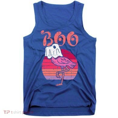 Vintage Halloween Flamingo Ghost Sunset Print Tank Top