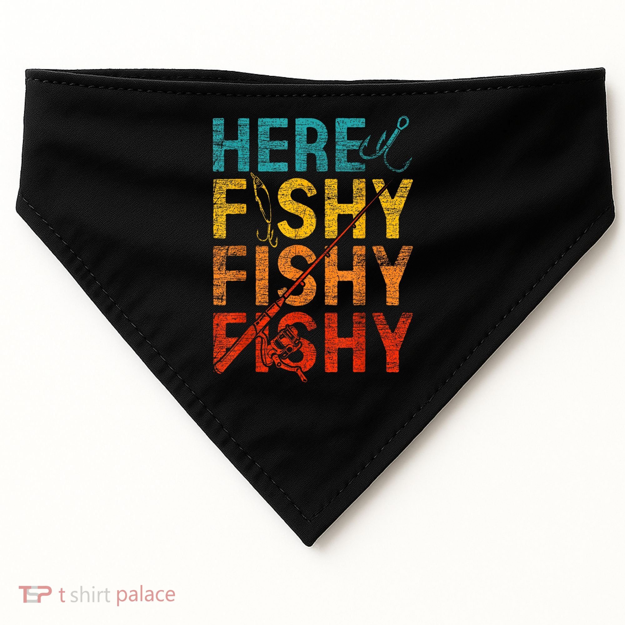 Vinatge Here Fishy Fishy Fishy Gift USA-Made Doggie Bandana
