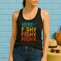 Vinatge Here Fishy Fishy Fishy Gift Women's Tank Top thumb 2