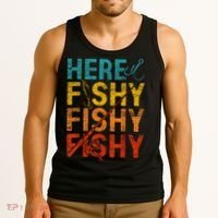 Vinatge Here Fishy Fishy Fishy Gift Tank Top thumb 3