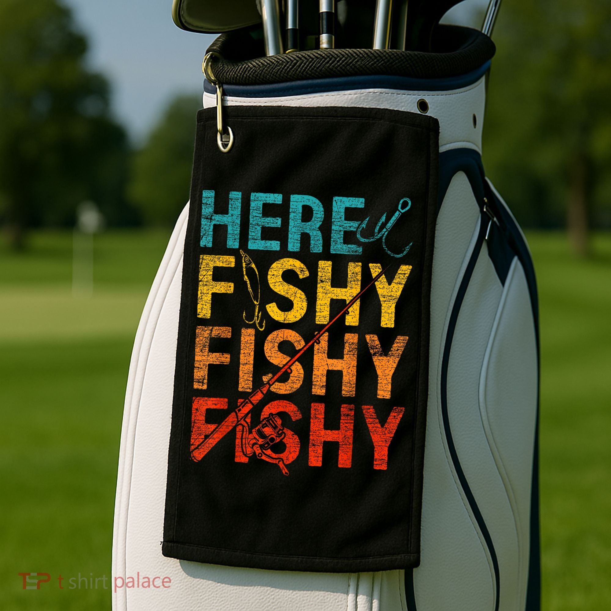 Vinatge Here Fishy Fishy Fishy Gift Golf Towel