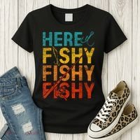 Vinatge Here Fishy Fishy Fishy Gift Women's T-Shirt thumb 3