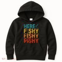 Vinatge Here Fishy Fishy Fishy Gift Kids Hoodie thumb 0