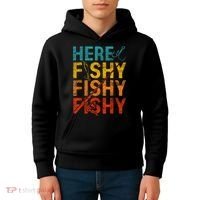 Vinatge Here Fishy Fishy Fishy Gift Kids Hoodie thumb 4