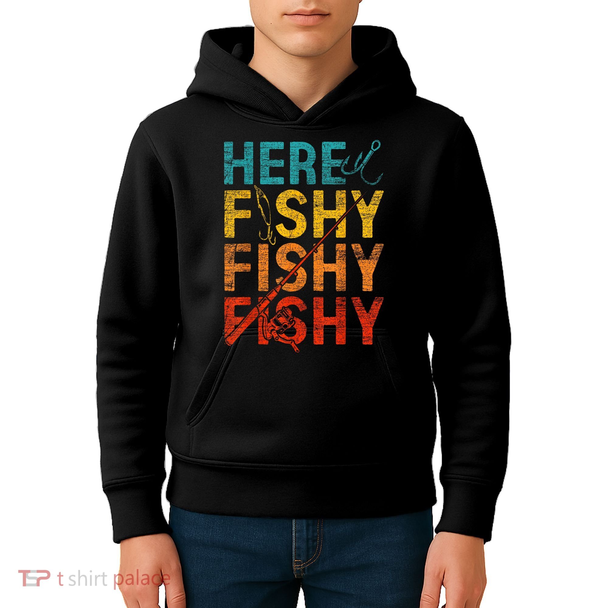 Vinatge Here Fishy Fishy Fishy Gift Kids Hoodie
