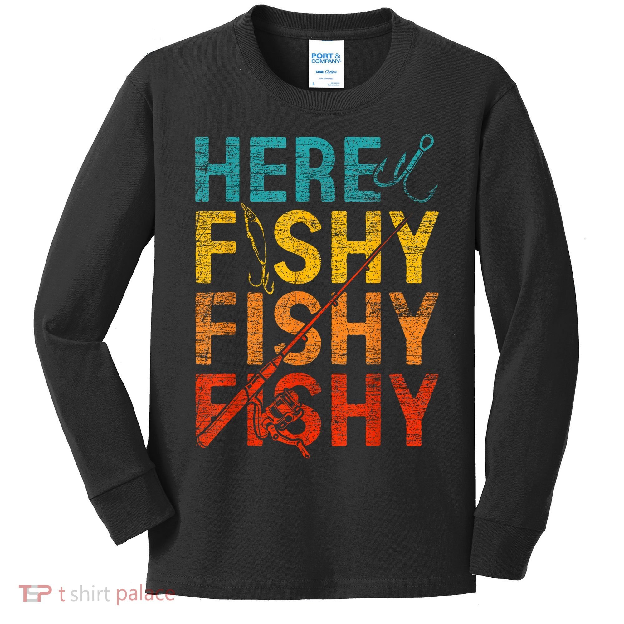 Vinatge Here Fishy Fishy Fishy Gift Kids Long Sleeve Shirt