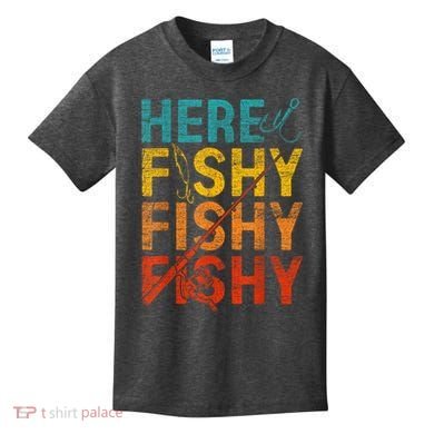 Vinatge Here Fishy Fishy Fishy Gift Kids T-Shirt