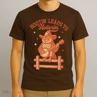 Vintage Hootin Leads To Hollerin Cowboy Owl T-Shirt thumb 3