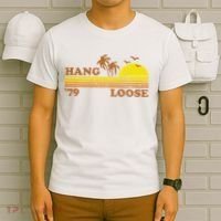 Vintage Hang Loose Surfing Beach Retro Sunset Surf 70s Gift T-Shirt thumb 6