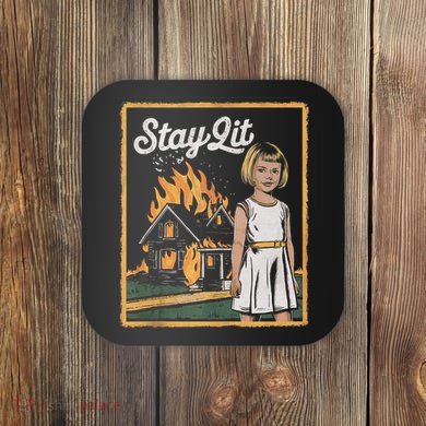 Vintage Horror Movie Lover Retro Halloween Stay Lit Coaster