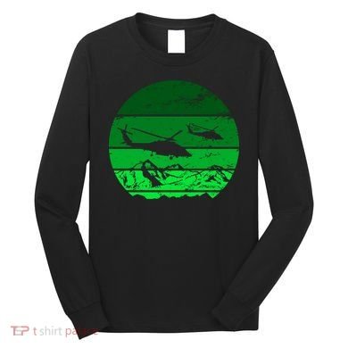 Vintage Helicopter Mountain Long Sleeve Shirt