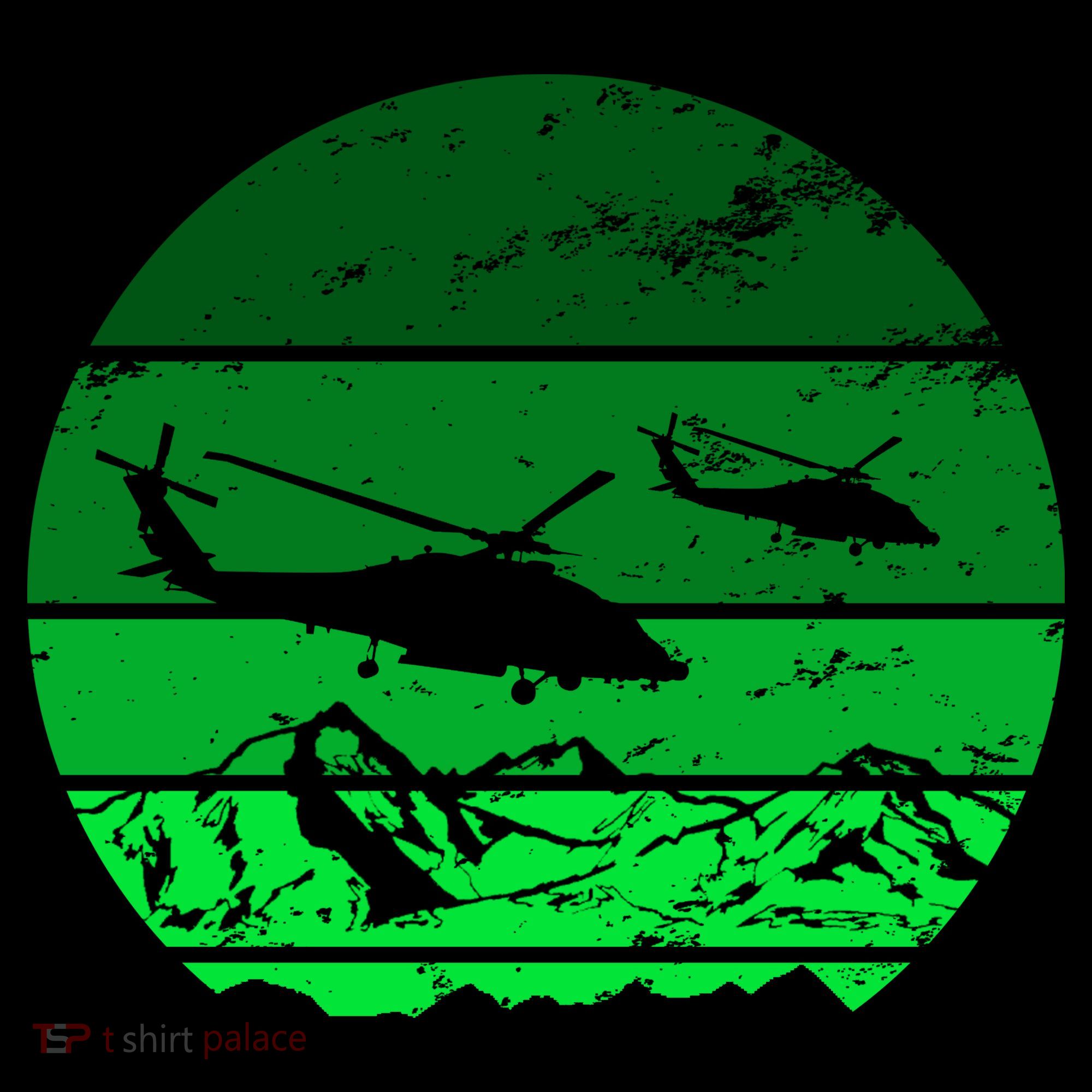 Vintage Helicopter Mountain T-Shirt