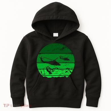 Vintage Helicopter Mountain Kids Hoodie