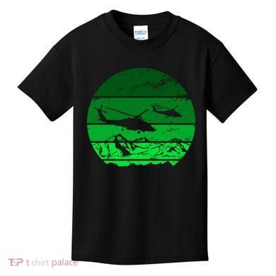 Vintage Helicopter Mountain Kids T-Shirt