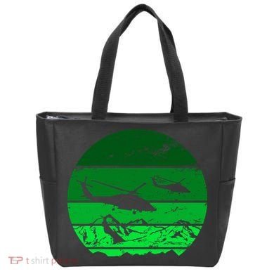 Vintage Helicopter Mountain Tote Bag