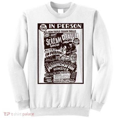 Vintage Horror Movie Monsters Wolfman Dracula Frankenstein Sweatshirt