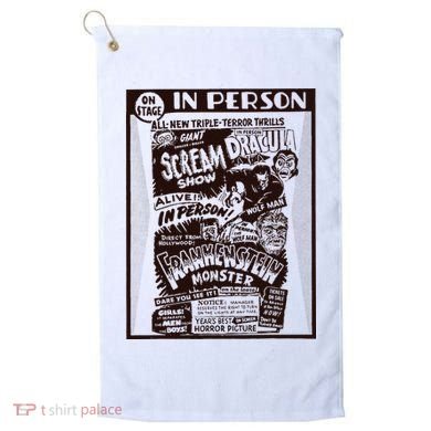 Vintage Horror Movie Monsters Wolfman Dracula Frankenstein Golf Towel
