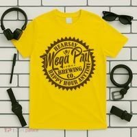 Vintage Hearsay Mega Pint Brewing Co Happy Hour Anytime Emblem T-Shirt thumb 5