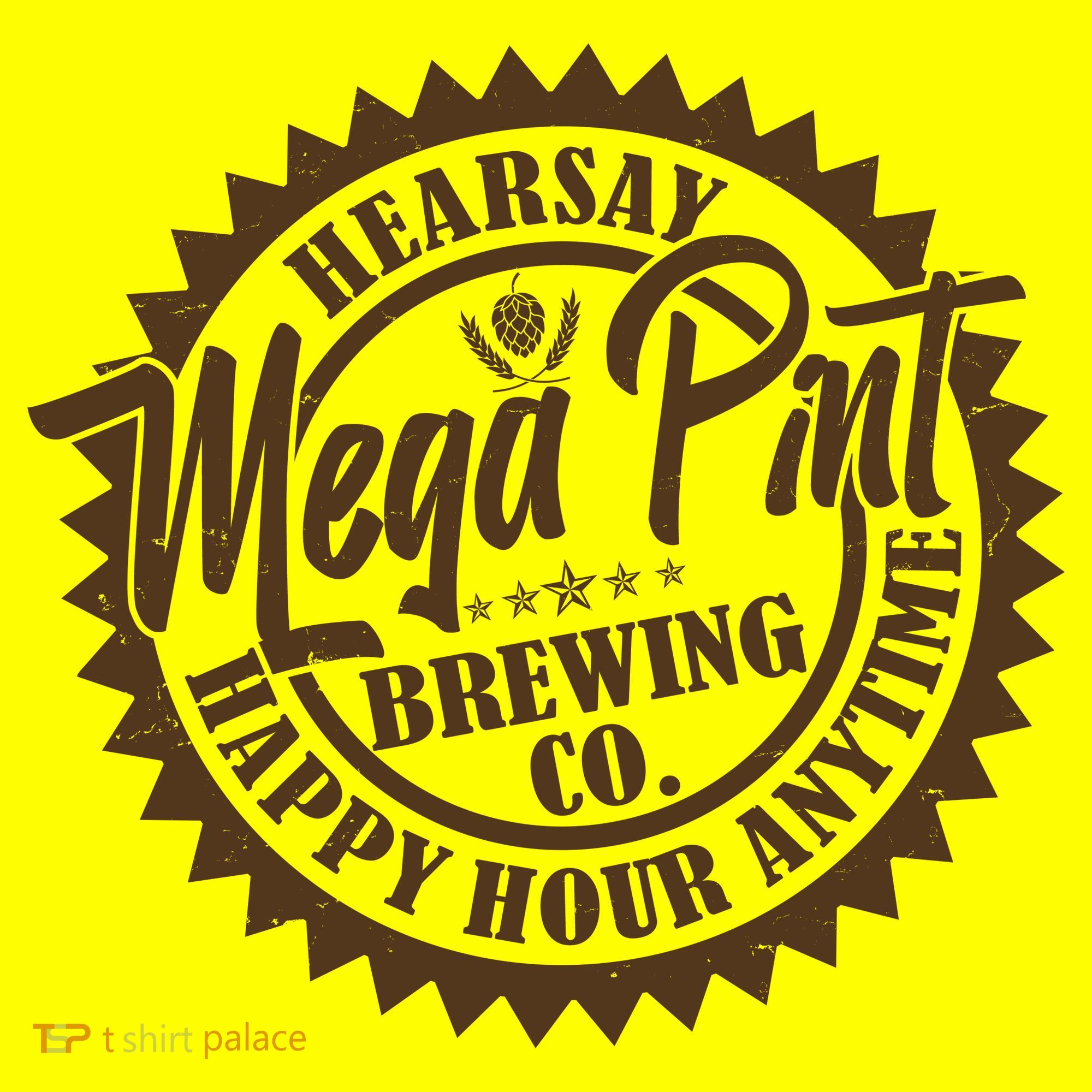 Vintage Hearsay Mega Pint Brewing Co Happy Hour Anytime Emblem T-Shirt