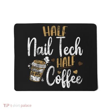 Vintage Half Nail Tech Half Coffee Pun Nail Techs Mousepad