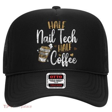 Vintage Half Nail Tech Half Coffee Pun Nail Techs Hat