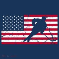 Vintage Hockey Player American Flag T-Shirt thumb 7