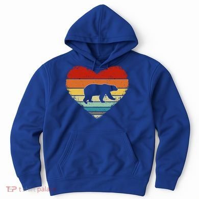 Vintage Heart Polar Bear Valentine's Day Funny Gift For Him Her Gift Hoodie