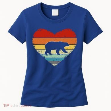 Vintage Heart Polar Bear Valentine's Day Funny Gift For Him Her Gift Women's T-Shirt