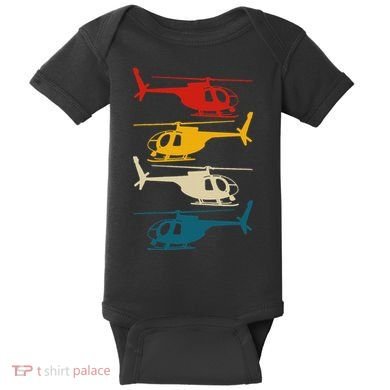 Vintage Helicopter Pilot Aviation Retro  Baby Bodysuit