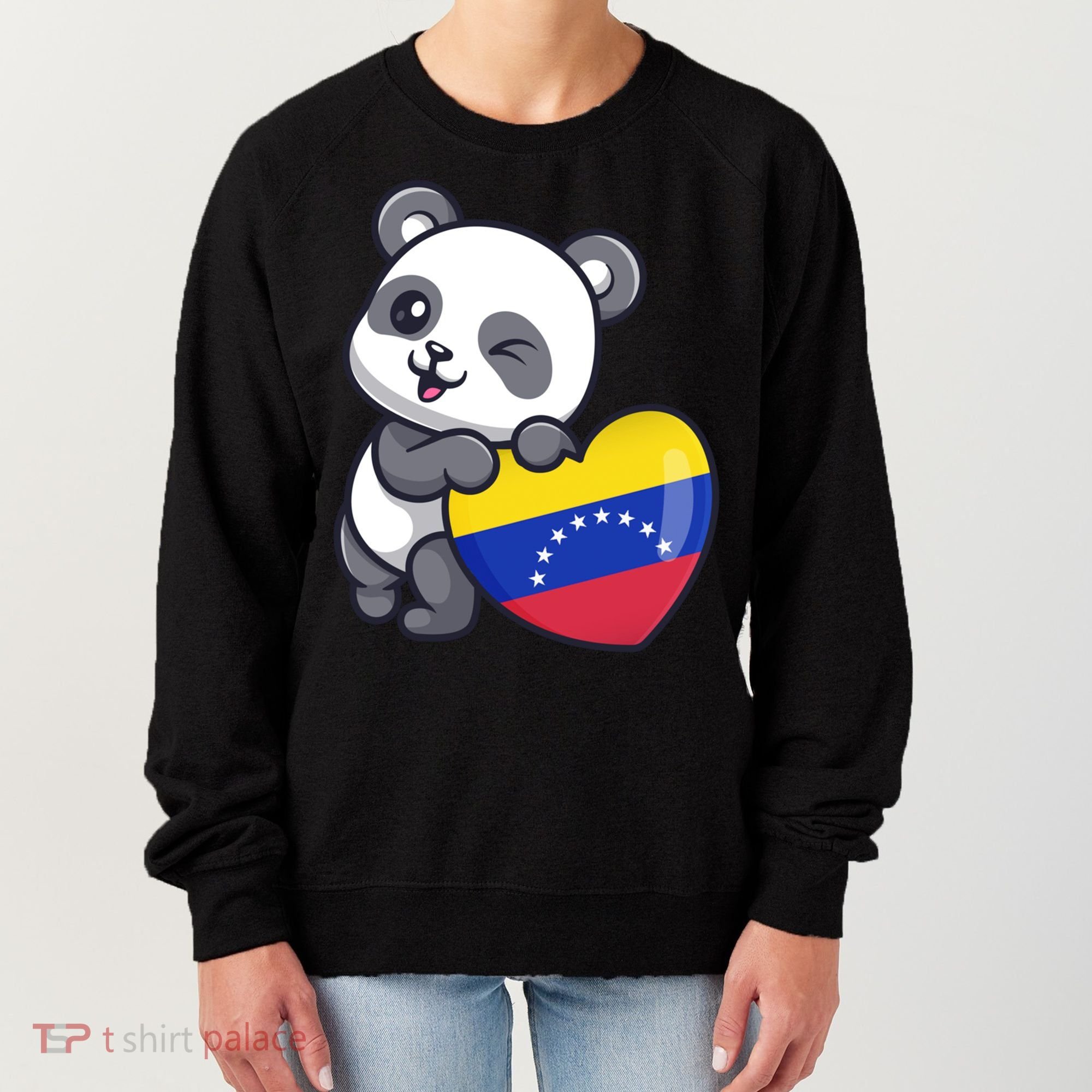 Venezuela Heart Panda Pride Venezuelan Flag Roots Souvenir Funny Gift Women's Sweatshirt