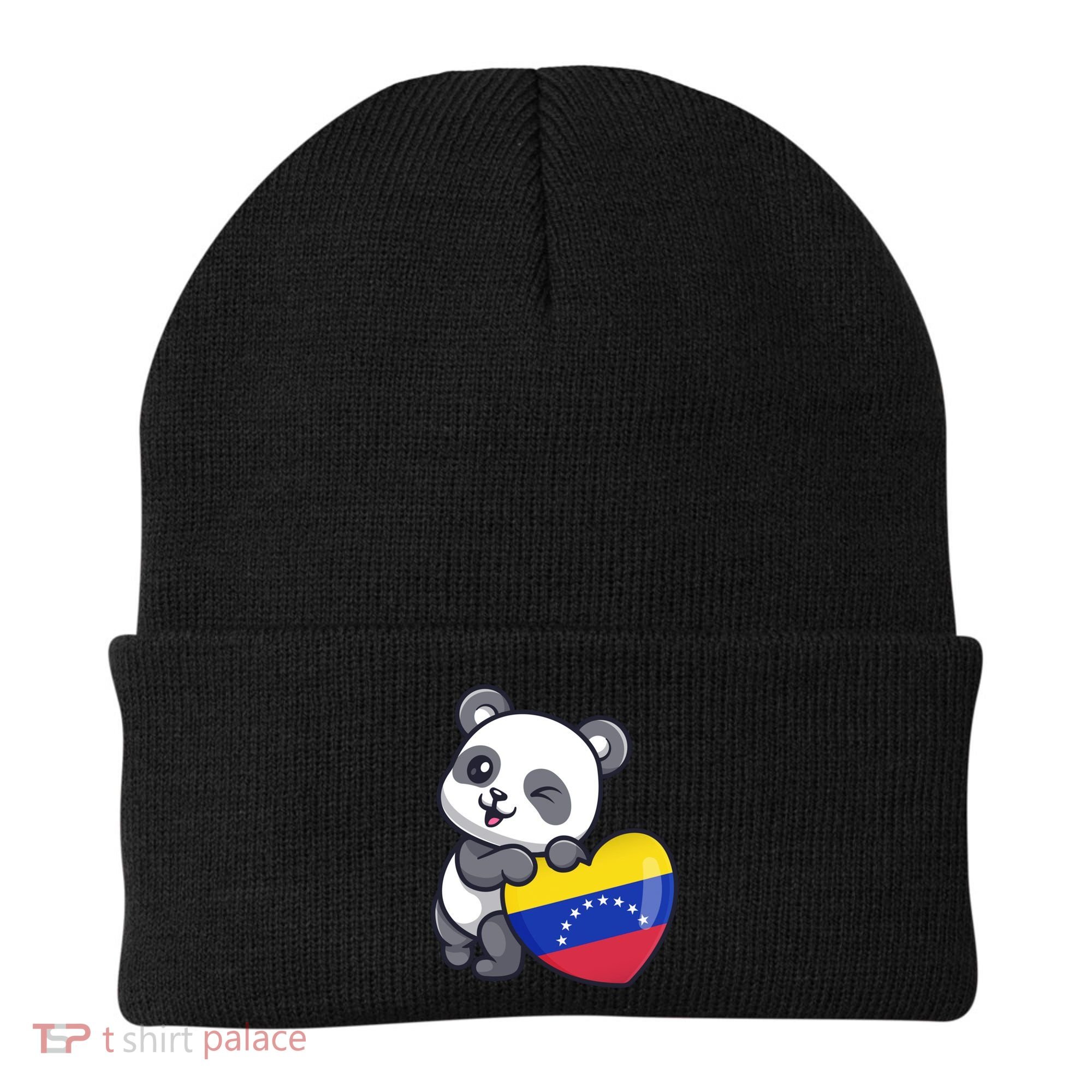 Venezuela Heart Panda Pride Venezuelan Flag Roots Souvenir Funny Gift Beanie