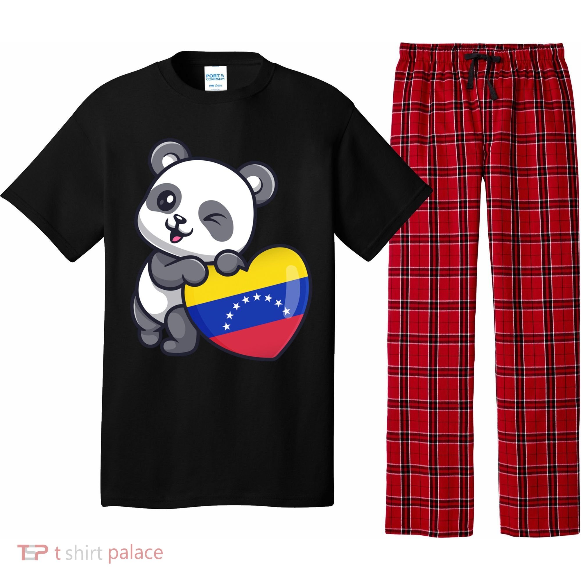 Venezuela Heart Panda Pride Venezuelan Flag Roots Souvenir Funny Gift Pajama Set