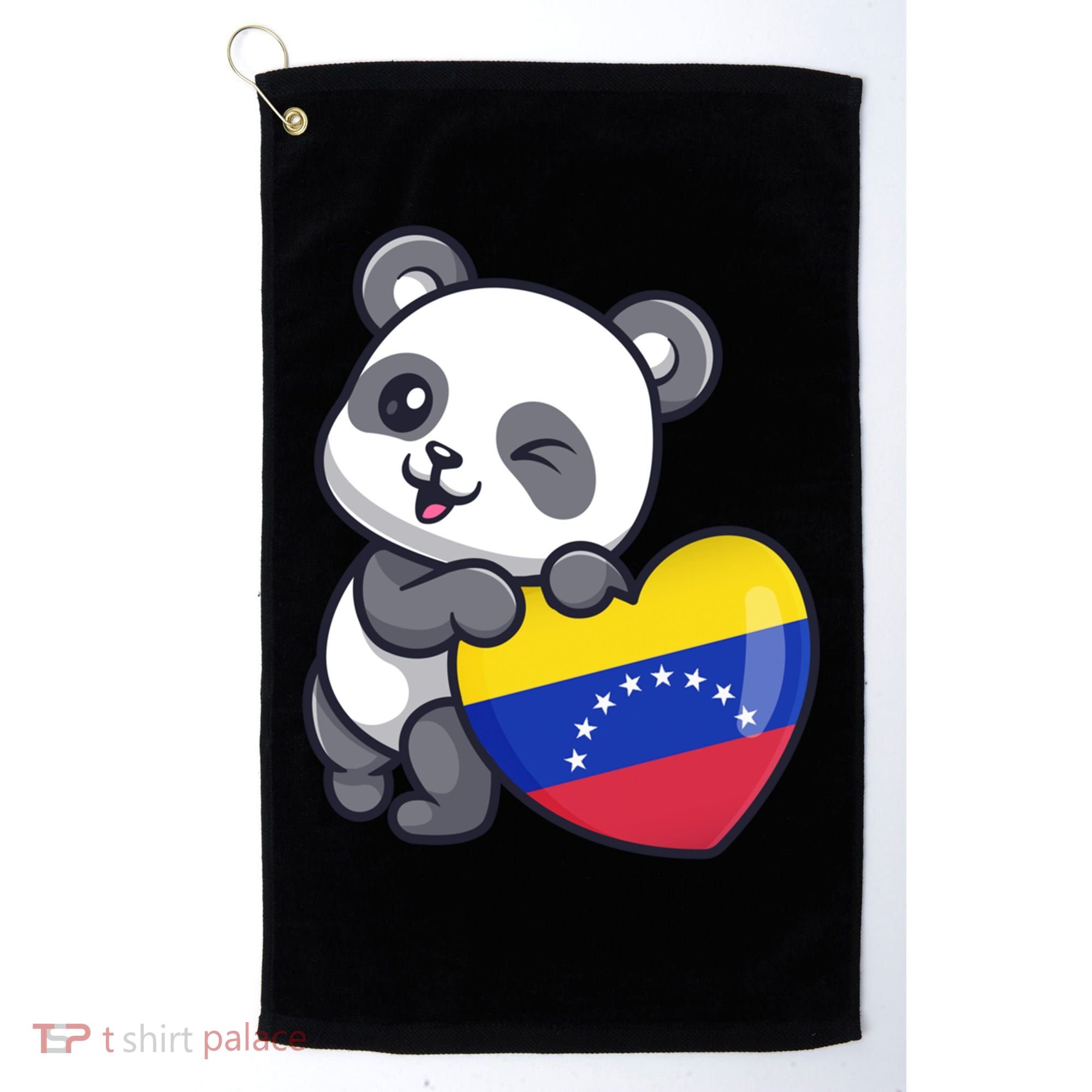 Venezuela Heart Panda Pride Venezuelan Flag Roots Souvenir Funny Gift Golf Towel