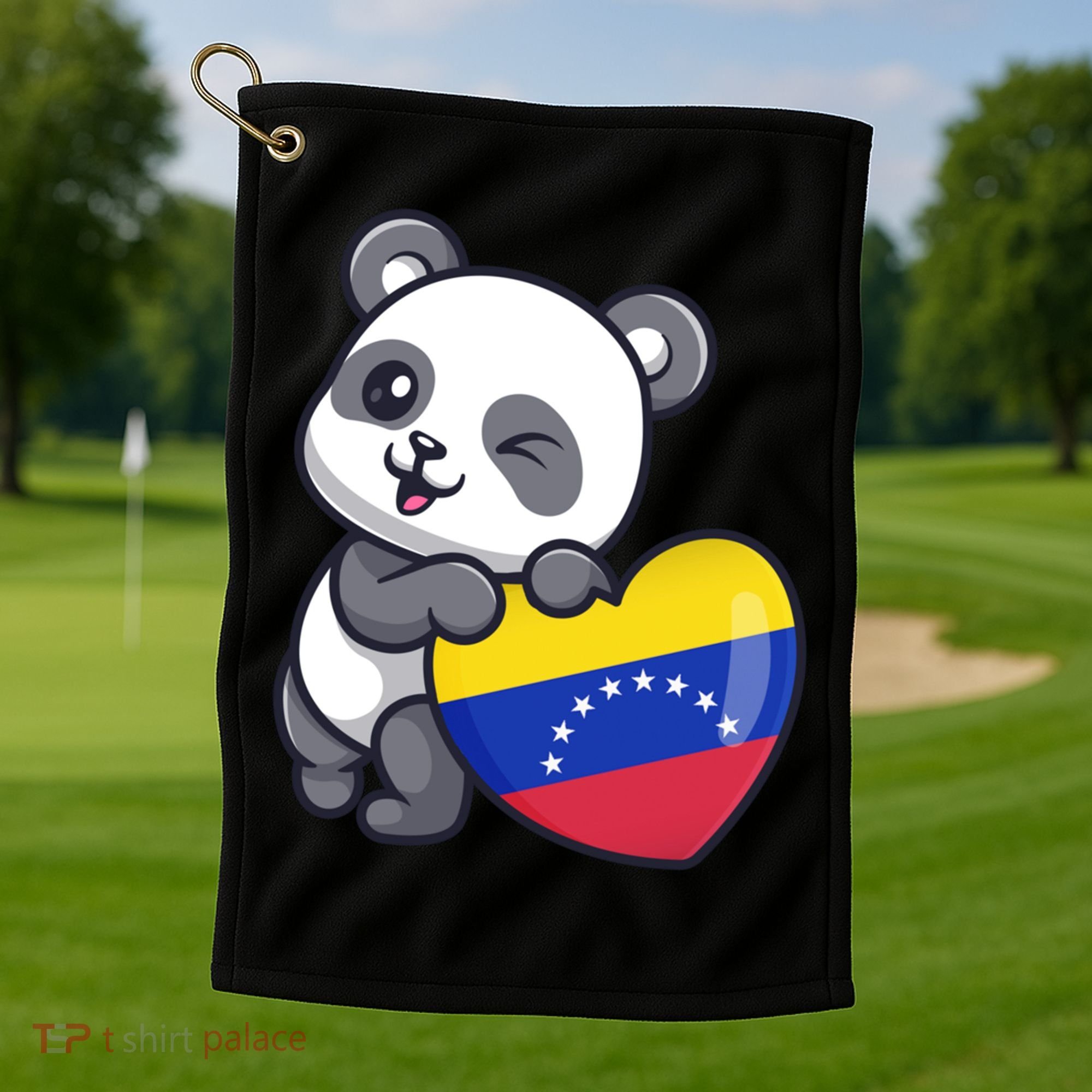 Venezuela Heart Panda Pride Venezuelan Flag Roots Souvenir Funny Gift Golf Towel
