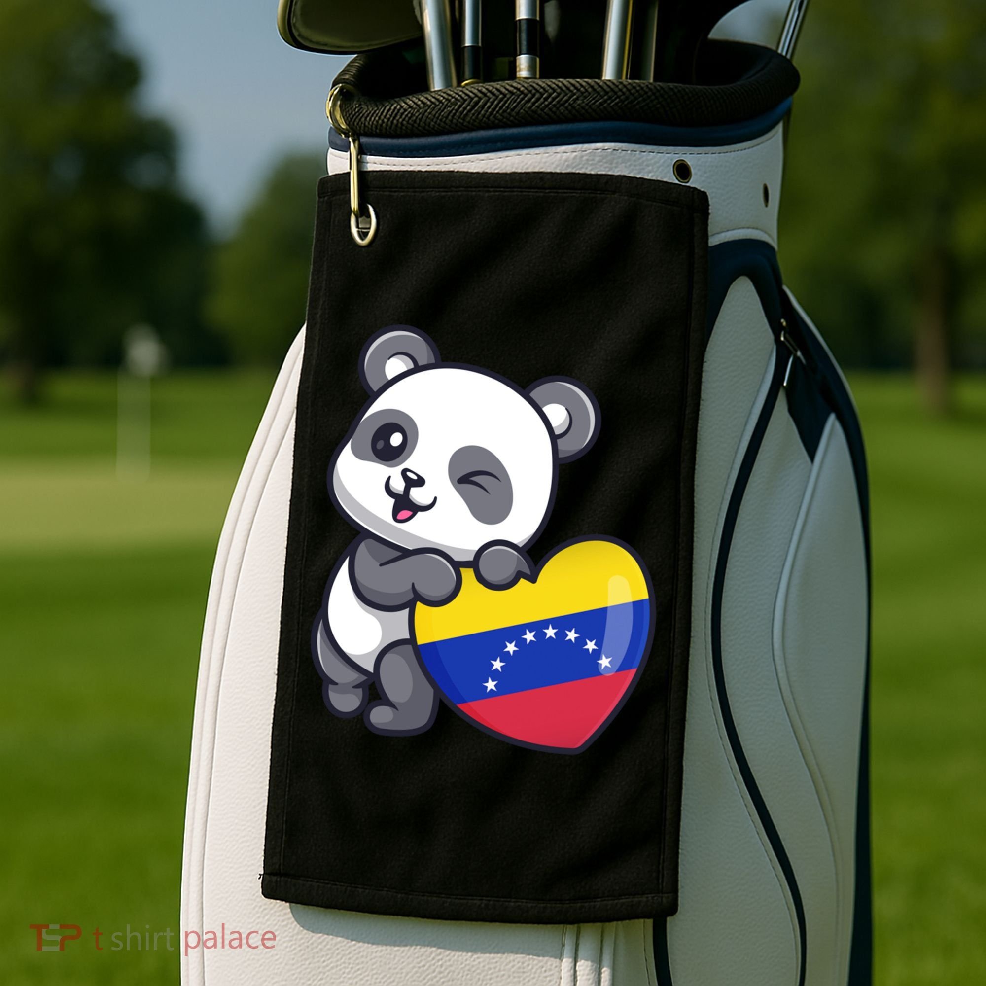 Venezuela Heart Panda Pride Venezuelan Flag Roots Souvenir Funny Gift Golf Towel