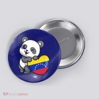 Venezuela Heart Panda Pride Venezuelan Flag Roots Souvenir Funny Gift Button thumb 0