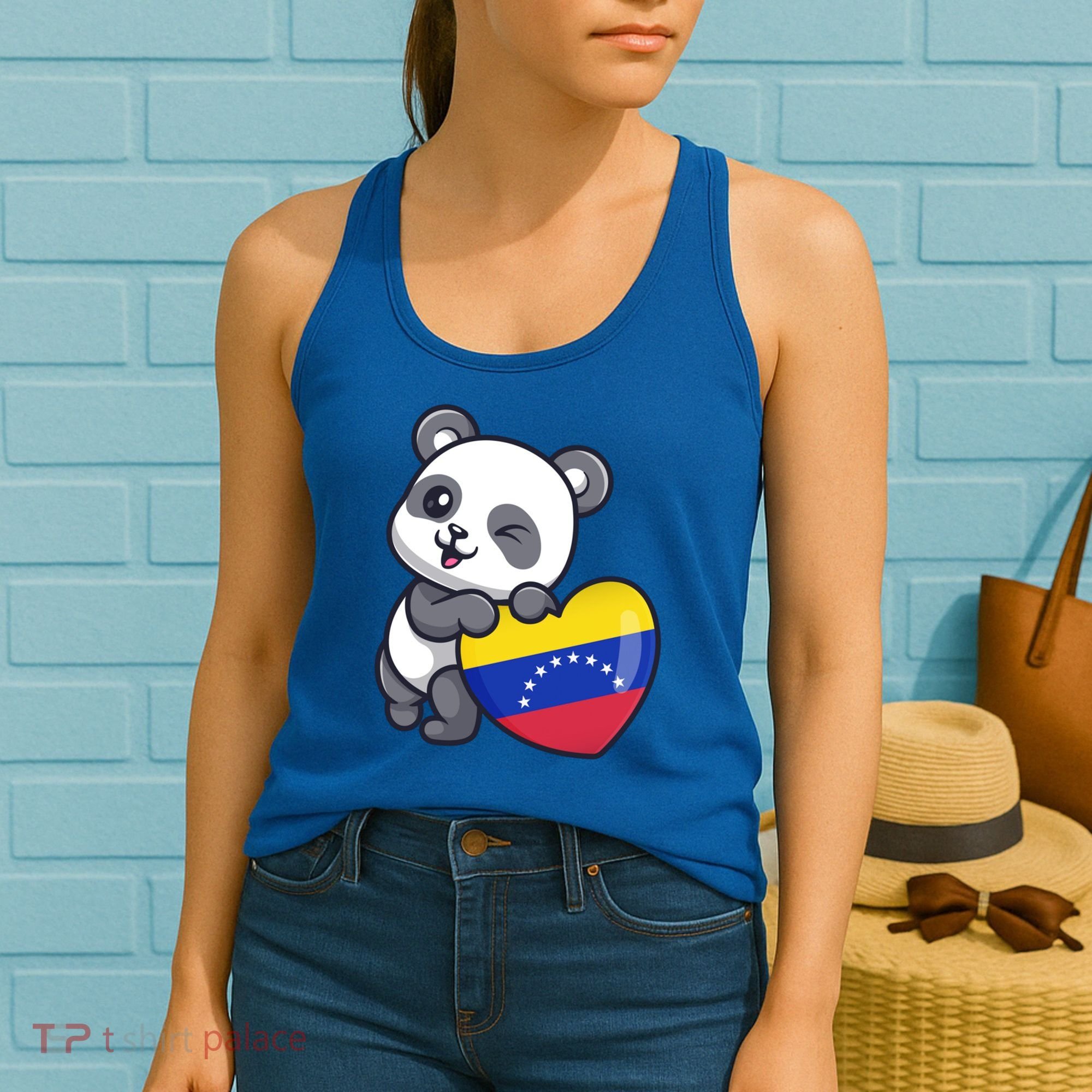 Venezuela Heart Panda Pride Venezuelan Flag Roots Souvenir Funny Gift Women's Tank Top