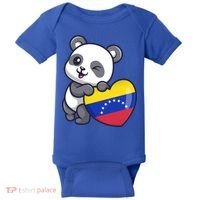 Venezuela Heart Panda Pride Venezuelan Flag Roots Souvenir Funny Gift Baby Bodysuit thumb 0