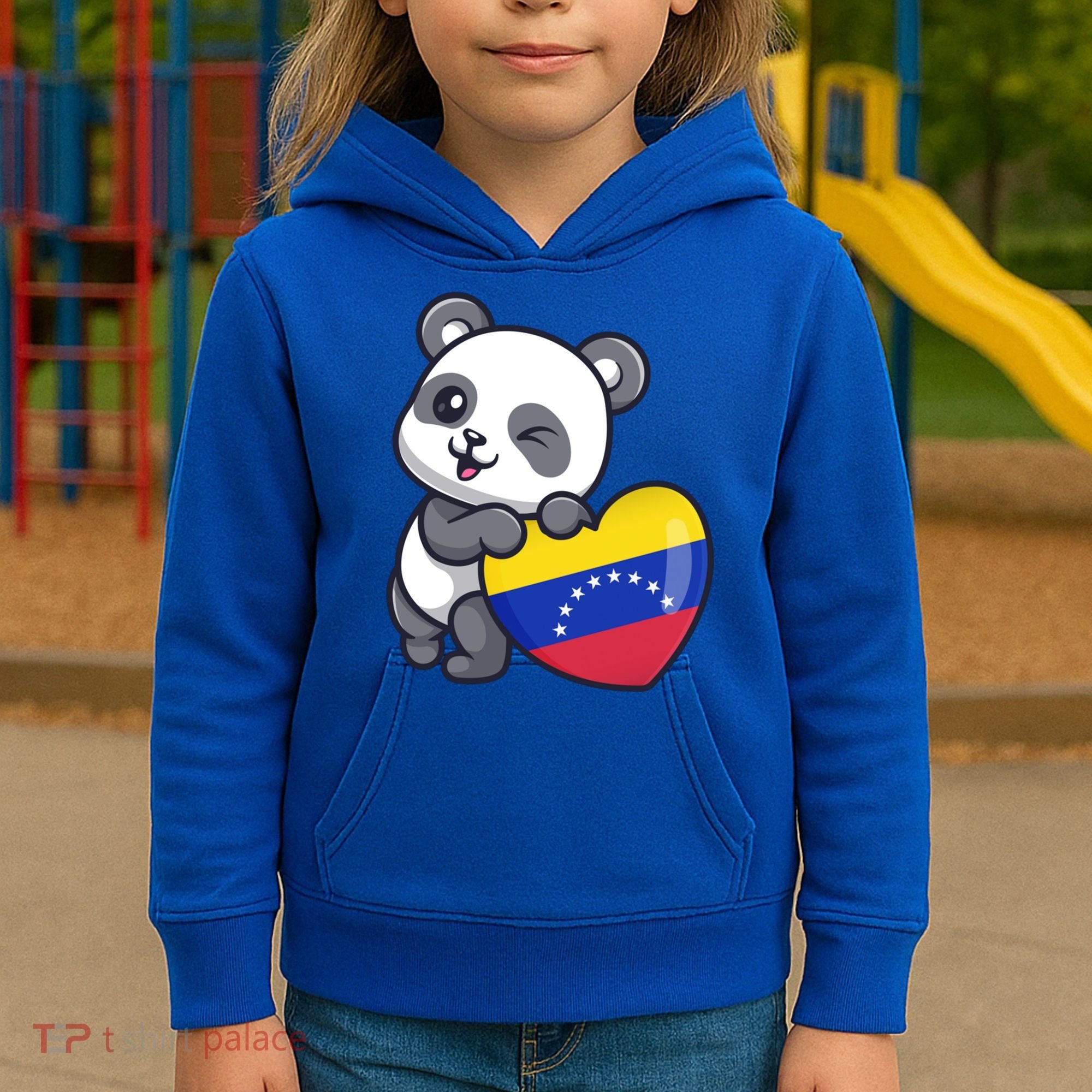 Venezuela Heart Panda Pride Venezuelan Flag Roots Souvenir Funny Gift Kids Hoodie