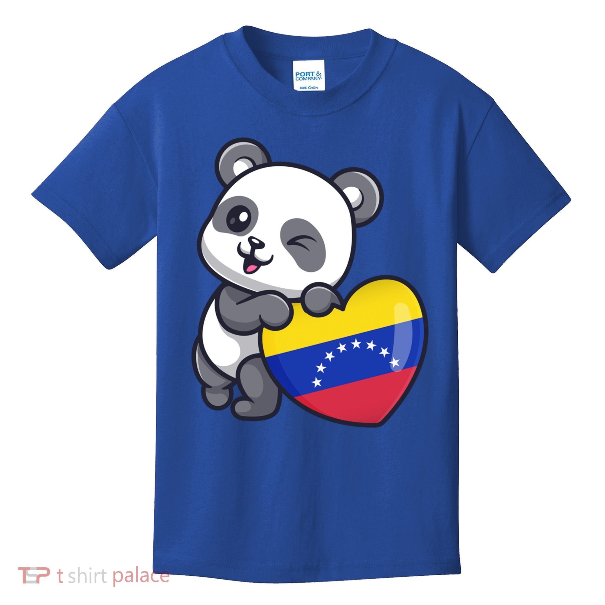 Venezuela Heart Panda Pride Venezuelan Flag Roots Souvenir Funny Gift Kids T-Shirt