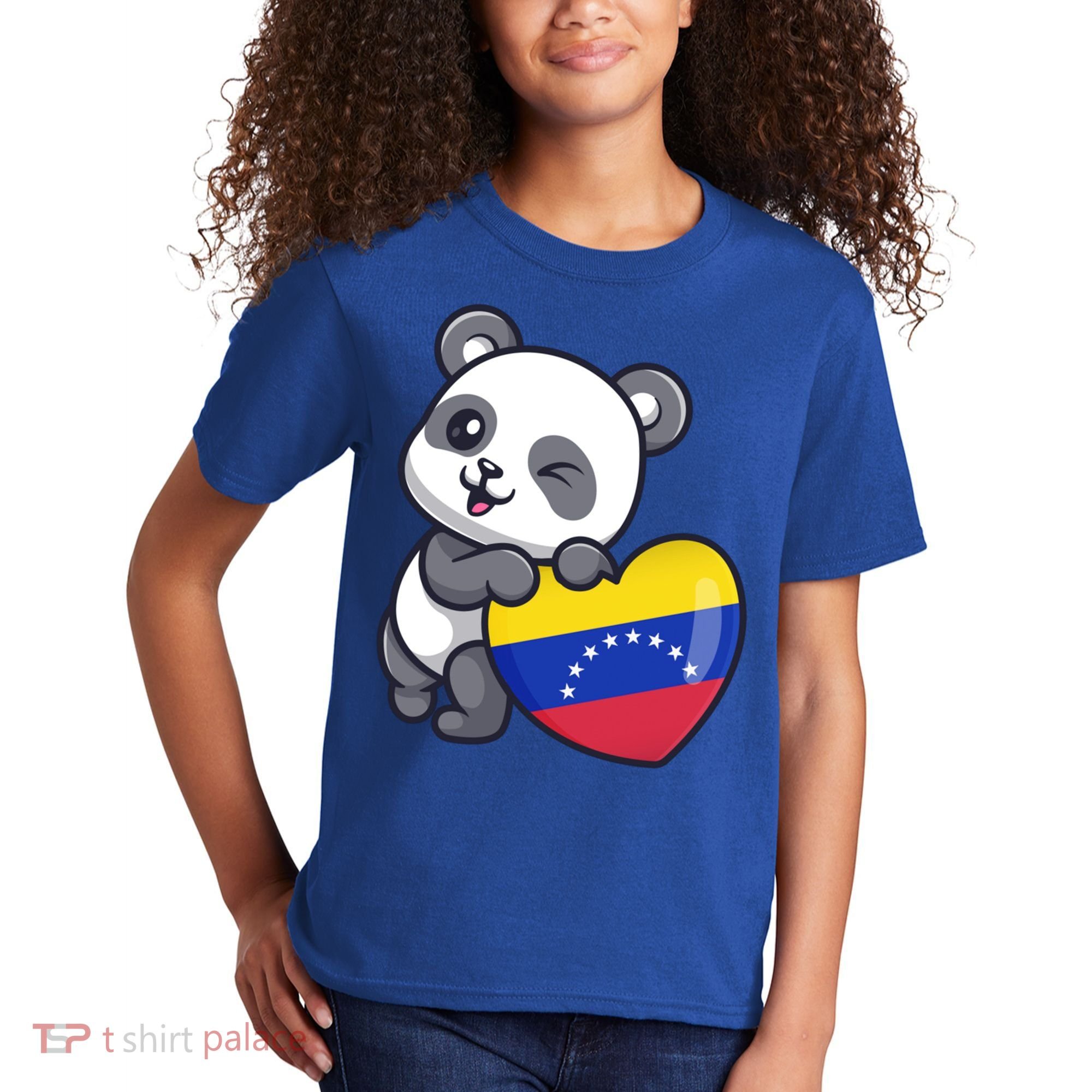 Venezuela Heart Panda Pride Venezuelan Flag Roots Souvenir Funny Gift Kids T-Shirt