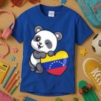 Venezuela Heart Panda Pride Venezuelan Flag Roots Souvenir Funny Gift Kids T-Shirt thumb 3