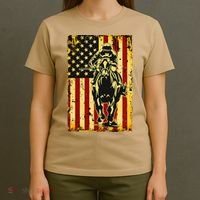 Vintage Horse Racing Jockey American Flag T-Shirt thumb 4