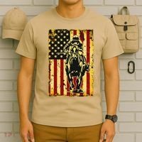 Vintage Horse Racing Jockey American Flag T-Shirt thumb 6