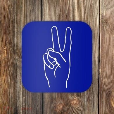 Victory Hand Sign Peace Symbol Cute Gift Coaster