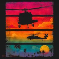 Vintage Helicopter Sunset Blackhawk T-Shirt thumb 7