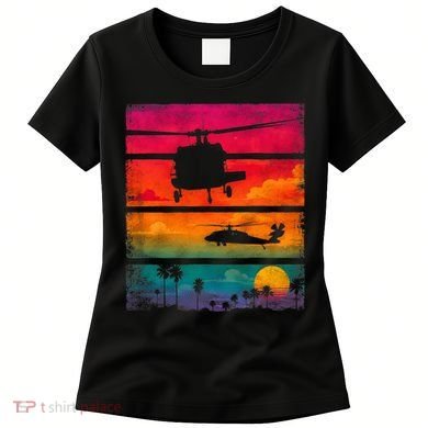 Vintage Helicopter Sunset Blackhawk Women's T-Shirt